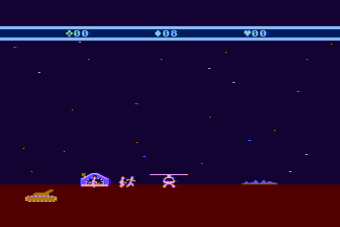 Choplifter! Atari 5200 Screenshot: Rescuing people, but watch out for the approaching tank!