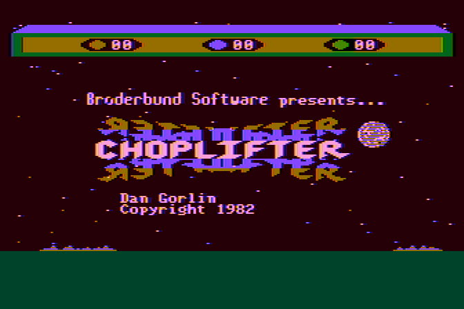 Choplifter! Atari 8-bit Screenshot: Title screen.