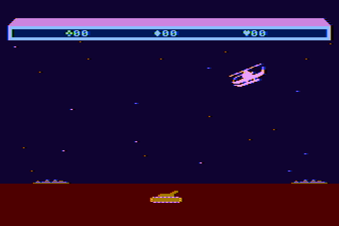 Choplifter! Atari 8-bit Screenshot: Enemy tank spotted...