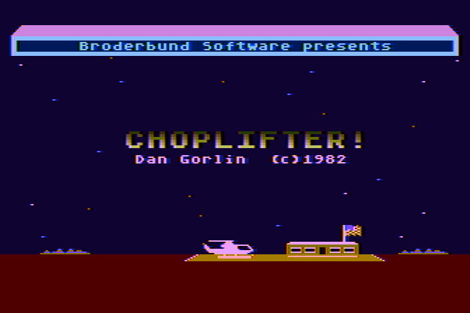 Choplifter! Atari 8-bit Screenshot: Title screen.
