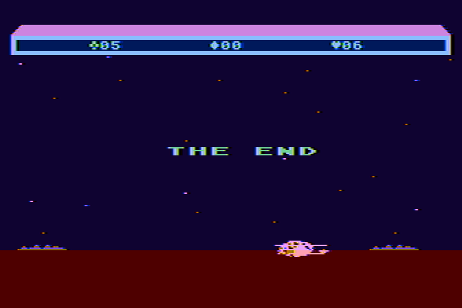 Choplifter! Atari 8-bit Screenshot: Game over.
