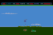 Choplifter! for Atari 8-bit - Attempting to destroy a tank...