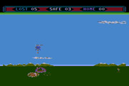 Choplifter! for Atari 8-bit - You may need to destroy enemies before landing...