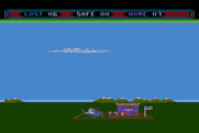 Choplifter! for Atari 8-bit - Dropping people off at the base...