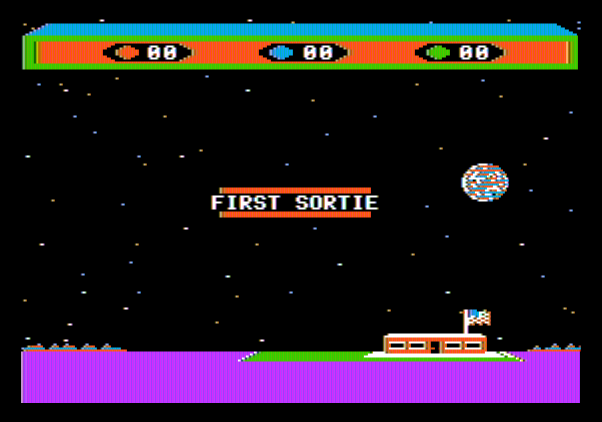 Choplifter! Apple II Screenshot: The game begins...first sortie!