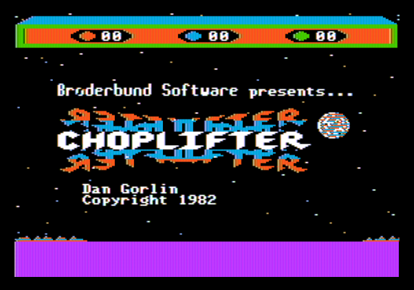 Choplifter! Apple II Screenshot: Title screen.