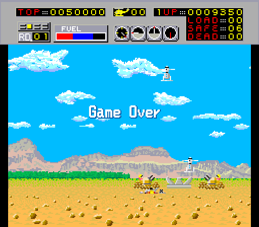 Choplifter! Arcade Screenshot: Game over.