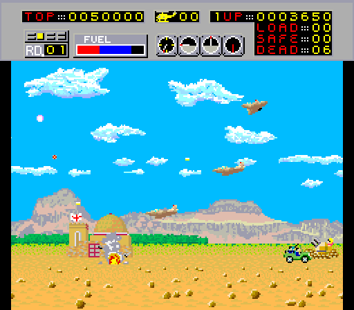 Choplifter! Arcade Screenshot: I've been hit!