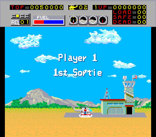 Choplifter! Arcade Screenshot: The game begins.