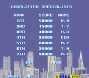 Choplifter! for Arcade - High scores.
