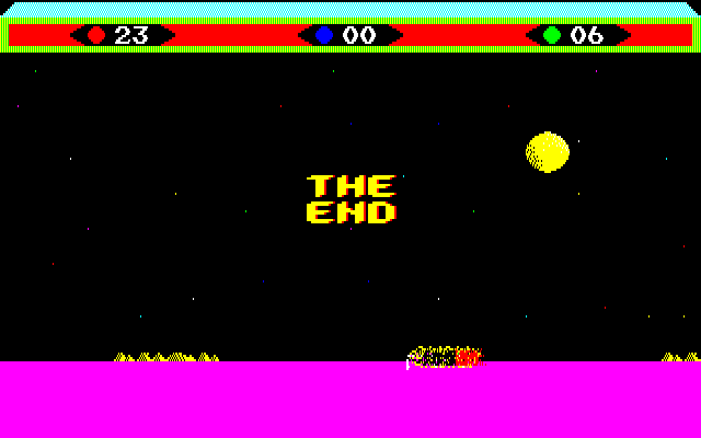 Choplifter! Fujitsu FM-7 Screenshot: Game over.