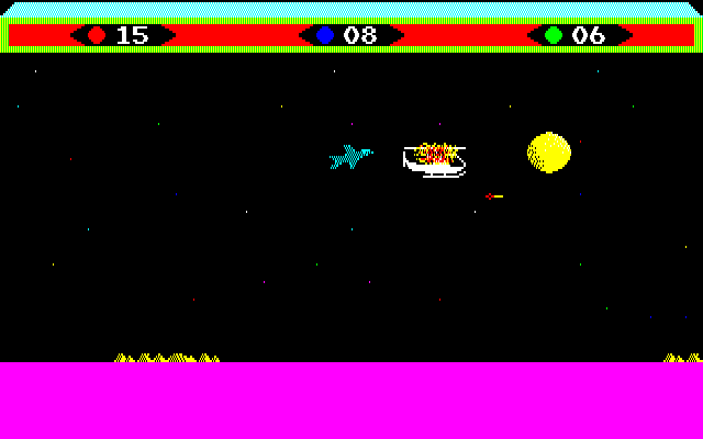 Choplifter! Fujitsu FM-7 Screenshot: I've been hit!
