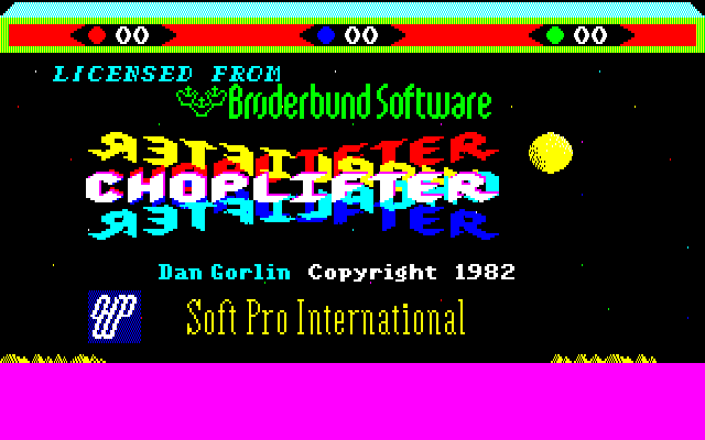 Choplifter! Fujitsu FM-7 Screenshot: Title screen.