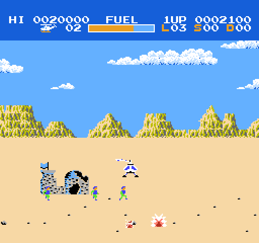 Choplifter! NES / Famicom Screenshot: Tanks destroyed!