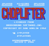 Choplifter! for NES / Famicom - Title screen.