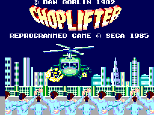 Choplifter! Sega Master System Screenshot: Title screen.