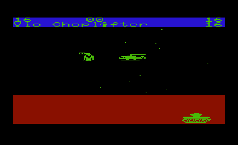 Choplifter! Commodore VIC-20 Screenshot: Don't crash into this satellite...