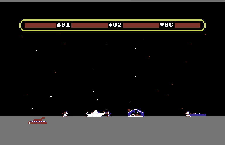 Choplifter! Commodore 64 Screenshot: Incoming tank...I need to take off soon!