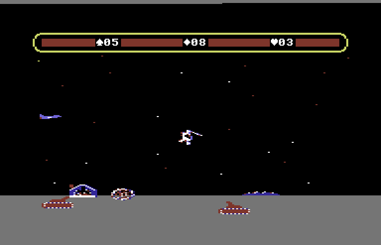 Choplifter! Commodore 64 Screenshot: You may want to destroy tanks before trying to land...