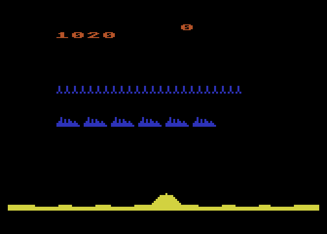 Missile Command Atari 5200 Screenshot: Level complete; earn bonuses for leftover cities and ammo...