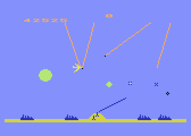 Missile Command Atari 5200 Screenshot: At this point you earn 6X points.