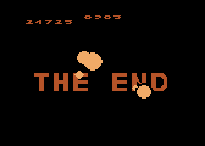 Missile Command Atari 5200 Screenshot: The End: the text is destroyed by missiles.
