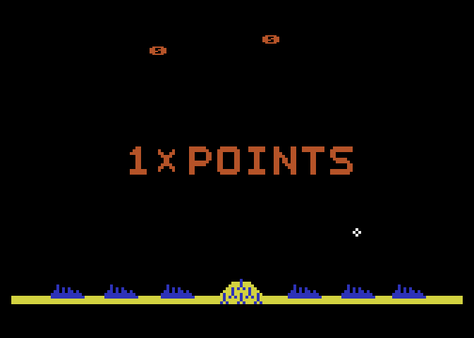 Missile Command Atari 5200 Screenshot: Start of round 1.