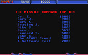 Missile Command for Atari ST - The high score table.