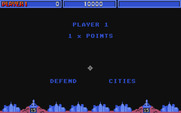 Missile Command for Atari ST - Game start; defend the cities!