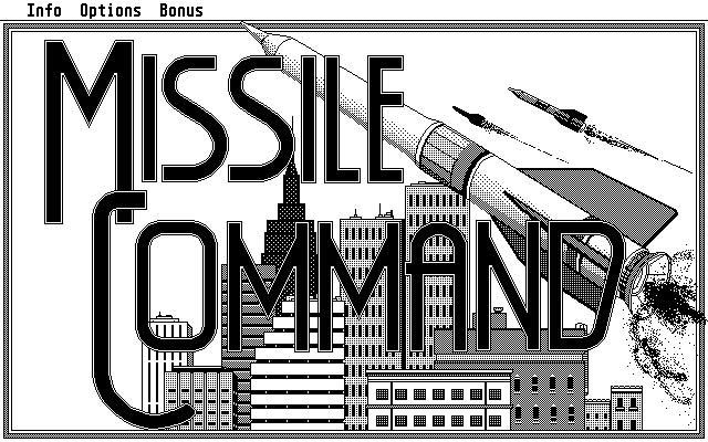 Missile Command Atari ST Screenshot: Title screen.