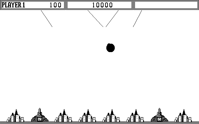 Missile Command Atari ST Screenshot: Game start.