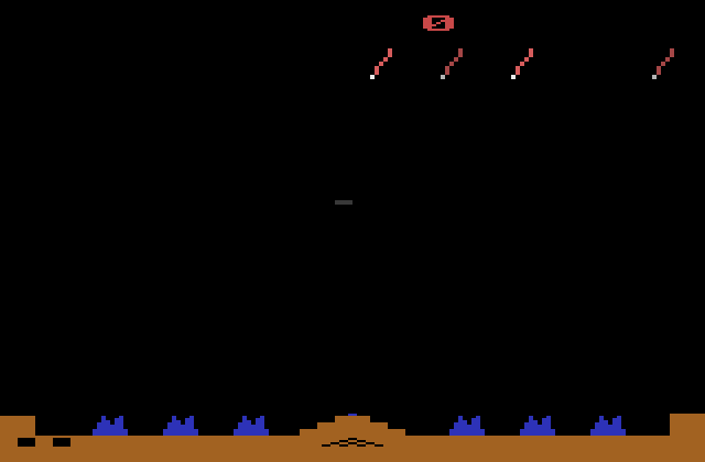 Missile Command Atari 2600 Screenshot: Game start.