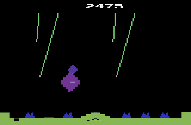 Missile Command Atari 2600 Screenshot: Cities are under attack!