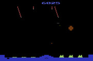 Missile Command for Atari 2600 - Those small blocks are smart missiles and can be difficult to destroy...