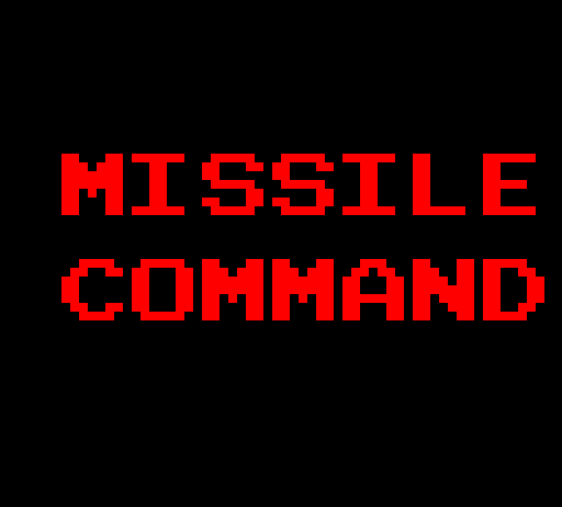 Missile Command Arcade Screenshot: Title screen.