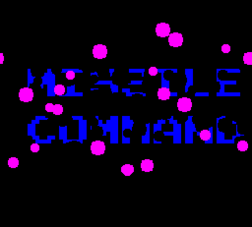 Missile Command Arcade Screenshot: The game title is blown up...