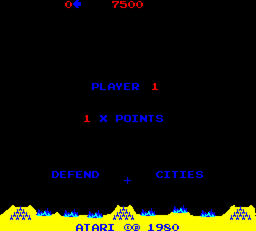 Missile Command Arcade Screenshot: Ready player one?