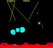 Missile Command for Arcade - Smart bombs appear in this round which are very tough to destroy...