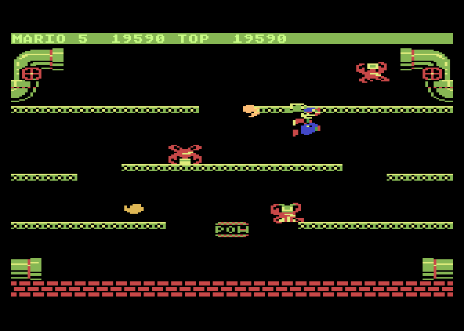 Mario Bros. Atari 5200 Screenshot: These crabs require two hits to knock over.