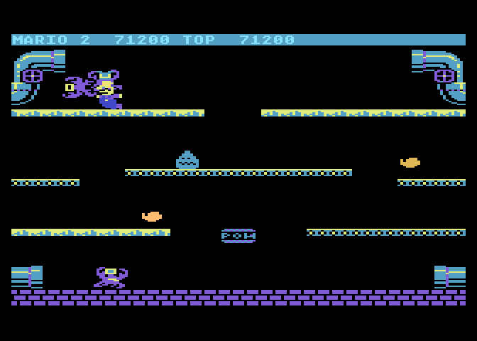 Mario Bros. Atari 5200 Screenshot: I slipped on the frozen platform, and some critters got me!