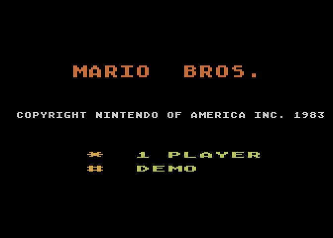 Mario Bros. Atari 5200 Screenshot: Title screen.