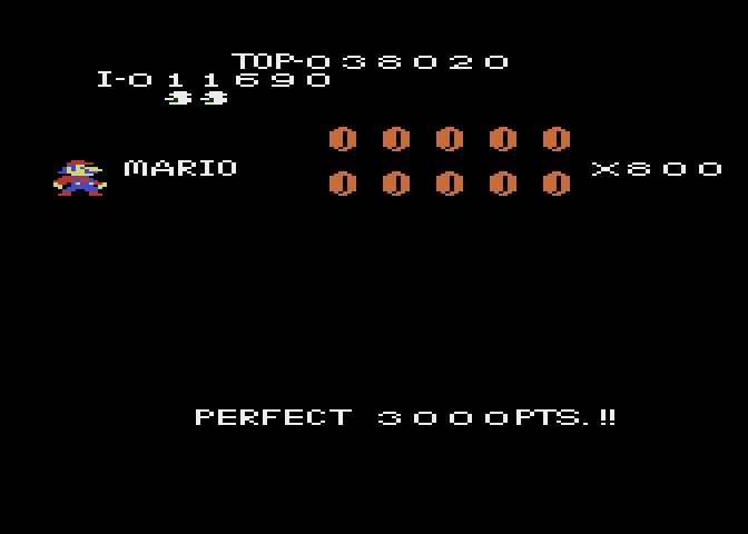 Mario Bros. Atari 7800 Screenshot: Perfect, I got all of the coins!