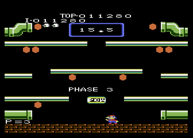 Mario Bros. Atari 7800 Screenshot: The first coin phase.