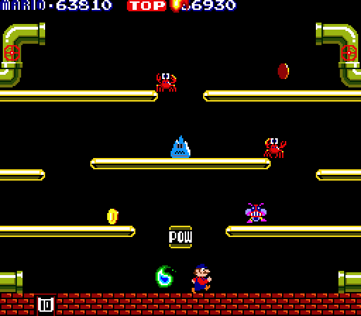 Mario Bros. Arcade Screenshot: Running away from a fireball...