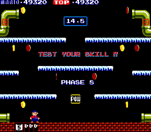 Mario Bros. Arcade Screenshot: Test your skill on phase 8...