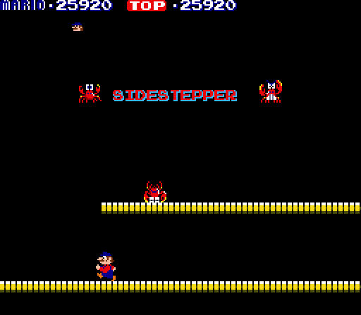 Mario Bros. Arcade Screenshot: Sidestepper demonstration.
