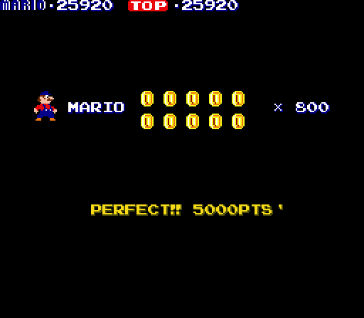 Mario Bros. Arcade Screenshot: Perfect, I got all the coins!