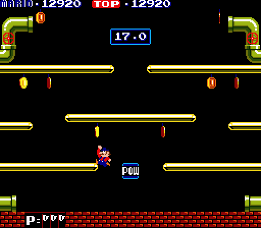 Mario Bros. Arcade Screenshot: Collect all of the coins on the bonus round!