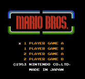 Mario Bros. for NES / Famicom - Title screen.