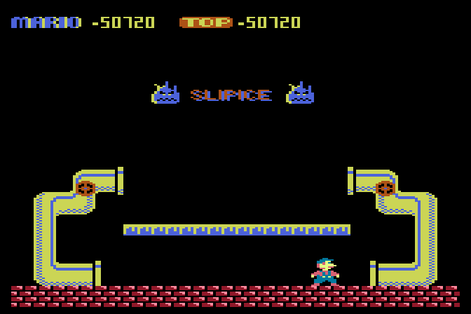 Mario Bros. Atari 8-bit Screenshot: Introducing Slipice!